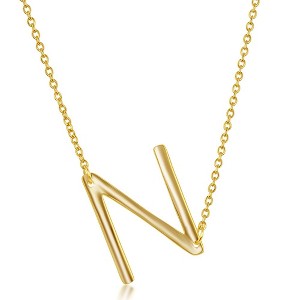 Bella Silver Sterling Silver Sideways Initial 18" Pendant Necklace - Available Colors: Silver, Gold - 1 of 2