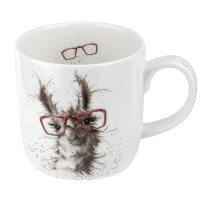 Royal Worcester Wrendale Designs 14 oz Mug, No Probllama - Fine Bone China with Llama Motif - Woodland Themed Tea Mug for Cozy Cottagecore Homes