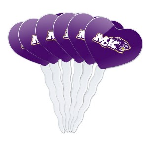McKendree University Primary Logo Heart Love Cupcake Picks Toppers Decoration Set of 6 - 1 of 4