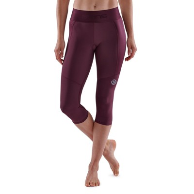 SKINS SERIES-3 Women's Thermal Compression 3/4 Tights-Improve Circulation, Reduce Soreness for Running, Hiking & Workouts Burgundy X-Large