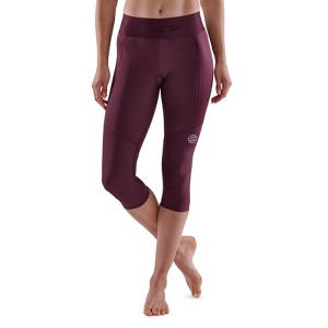 SKINS SERIES-3 Women's Thermal Compression 3/4 Tights-Improve Circulation, Reduce Soreness for Running, Hiking & Workouts Burgundy X-Large - 1 of 4