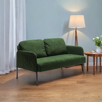 Beige 2 Seater Polyester Fabric Sofa, Modern Loveseat Sofa, Comfy Small Couches for Small Space Living Room