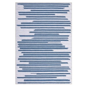 Area Rug Machine Washable Rug Non Slip Non Shedding Indoor Carpet Modern Berber Stripe Low Pile Foldable Throw Rug for Bedroom Living Room Kids Room - 1 of 4