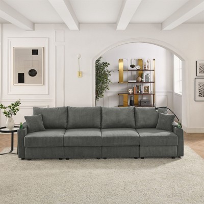 NicBex Couches for Living Room Accent Chair Sofa with Storage Armrest, Comfy Corduroy Upholstered Sofa Couch with Cup Holders and a Phone Holder