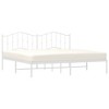 vidaXL King Metal Bed Frame with Headboard, Sturdy Steel, White, No Mattress - 2 of 4
