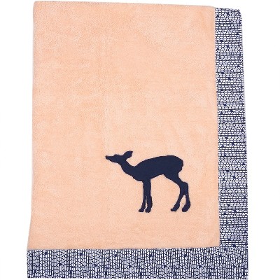 Bacati - Emma Coral/Navy Coral Bamby Embroidered Blanket