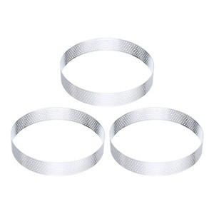Unique Bargains Stainless Steel Non-Stick Perforated Baking Dessert Round Cake Ring 3 Pcs - 1 of 4