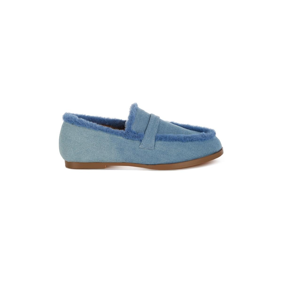 Женские туфли Rag & Co Womens Nivena Fur Detail Denim Loafers 9 — фото 2