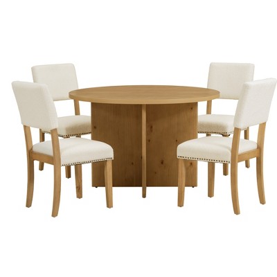 TiramisuBest Walnut Counter Height 5pc Dining Set Walnut Finish Table and 4 Counter Height Chairs