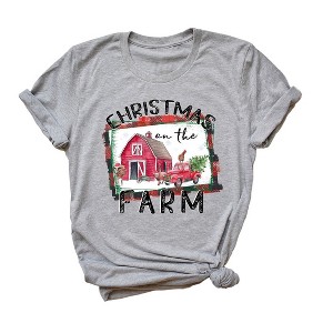 Simply Sage Market Women's Christmas On The Farm Barn Short Sleeve Graphic Tee - 1 of 2