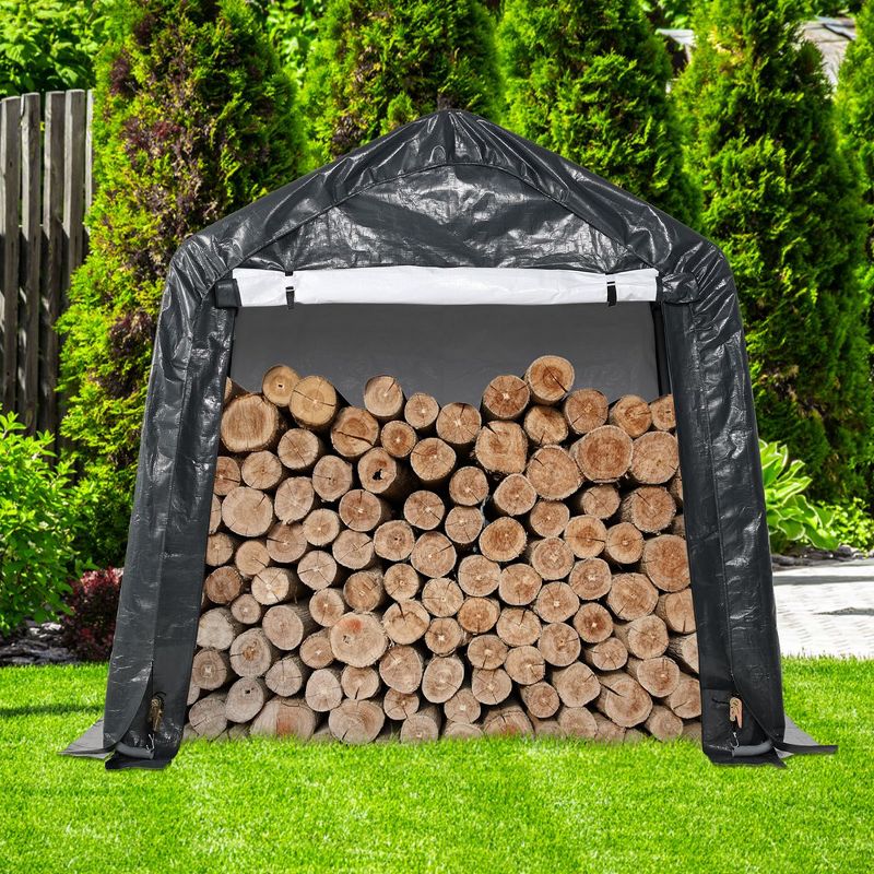 Aoodor 6 X 6 FT Heavy Duty Storage Shelter, Portable Shed Carport with Roll-up Zipper Door ,Waterproof and UV Resistant, 3 of 9