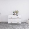 KWPZQEB High Glossy Surface Chest with 6 Drawers, Wooden Chest of Drawers with Golden Steel Legs, Storage Cabinet for Hallway, Bedroom - 2 of 4