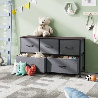 Fabric Dresser for Bedroom, Wide 5-Drawer Chest of Drawers with Storage Organizer Unit