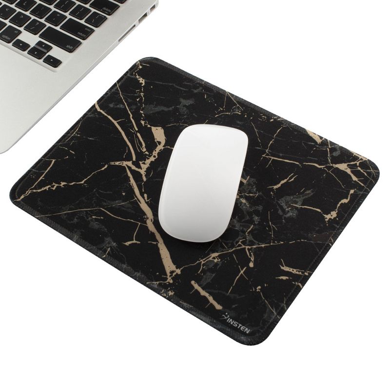 Insten Shiny Marble Mouse Pad, Water-Resistant and Non-Slip Mat for Wired/Wireless Gaming Computer Mouse, 9.45 x 7.48 in, Black, 5 of 6