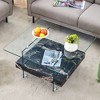 NicBex Modern 2-Tier Square Coffee Table with Storage, Clear Tempered Glass Top & Texture Open Shelf,Center Table for Living Room - 2 of 4