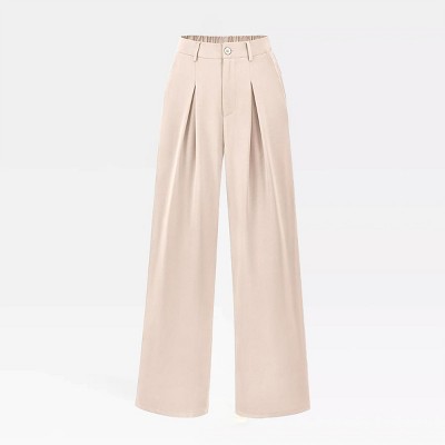 Wide Leg Dress Pants Women's High Waisted Dressy Stretchy Work Pants Pull on Trousers Business Work Office Slacks Trousers