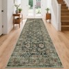 Washable Vintage Living Room Rugs, Distressed Floral Print Non Slip Bedroom Rugs, Low Pile Stain Resistant Accent Large Carpet for Home Office - 2 of 4