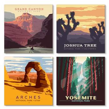 Americanflat Vintage Botanical Western National Parks - 4 Piece Gallery Wrapped Canvas Art Set By Anderson Design Group