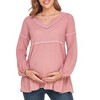 Maternity Sweater V Neck Long Sleeve Peplum Tops Fall Outfits for Maternity Cozy Waffle Knit Sweater Midweight Babydoll Smock Tops - 4 of 4