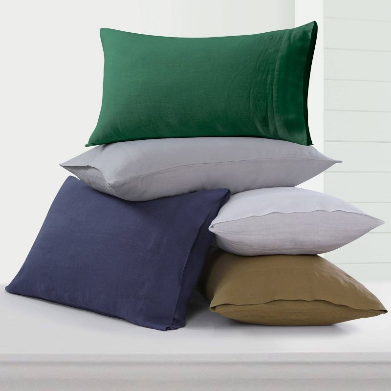 Tribeca Living European Garment Washed Linen Pillowcase Set, 3 of 4