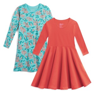 Mightly 2pk Toddler Trade Organic Cotton Print Long Sleeve Dresses - 1 of 1