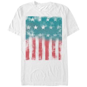 Men's Lost Gods Fourth of July  American Flag Watercolor Print T-Shirt