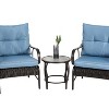 ELJGET 3-Piece Patio Furniture Set PE Wicker Conversation Bistro Set with Tempered Glass Table - 4 of 4