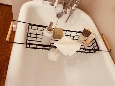 Metal Bathtub Caddy With Wood Handles - Brightroom™ : Target