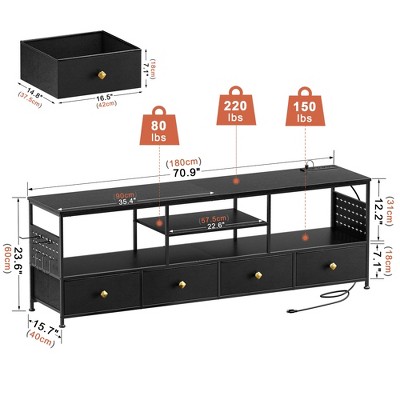 WOWLIVE TV Stand for TVs up to 70",  Large LED Media Console with Charging Station