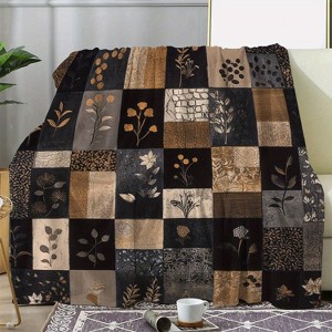 Cozy Plaid Floral Print Flannel Throw Blanket, Versatile All Season Comfort, Perfect Gift Idea, Christmas Gift. - 1 of 4