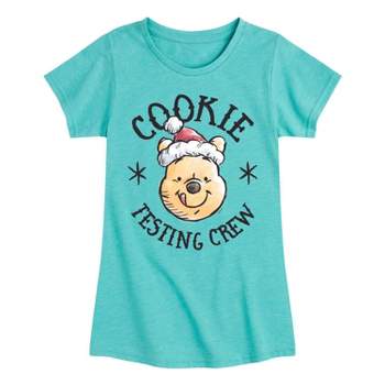 Girls' Winnie The Pooh Tasting Crew Short Sleeve Graphic T-Shirt - Light Blue/Turquoise Blue