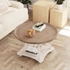 JIONJOY Farmhouse Style Tray Top Accent Table - Handcrafted White & Natural Wood Side Table for Living Room, Bedroom or Entryway - 3 of 4