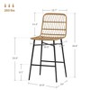 Rattan Counter Bar Stools Set of 2, 26" Counter Height Barstools with Back, Bar Chairs for Kitchen Island - 3 of 4