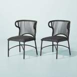 2pk Wicker Weave Outdoor Padded Dining Chair Set - Dark Gray - Hearth & Hand™ with Magnolia