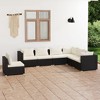 vidaXL 7-Piece Patio Lounge Set - Outdoor Furniture with Cushions - Black Poly Rattan Material - Comfortable & Versatile - 2 of 4