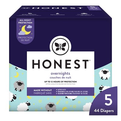The Honest Company Clean Conscious Sleepy Sheep Disposable Overnight Diapers - Size 5 - 44ct