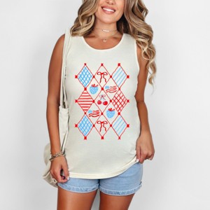 Simply Sage Market Patriotic Coquette Checkered Fruit Garment Dyed Tank - 1 of 3
