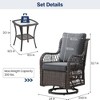 GustoWave 3-Piece Outdoor Wicker Rocking Chair Bistro Set With 2 Swivel Chairs And Tempered Glass Tabletop For Patio Porch Backyard - 2 of 4