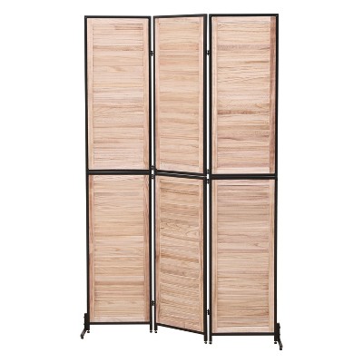 NicBex 3-Panel Room Divider 6FT Folding Wood Privacy Screen with Louvered Design Partition for Home & Office