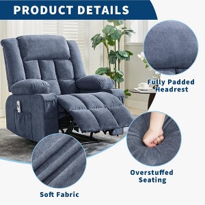 Large Recliner Chair with Massage & Heat, Comfy Sofa Chair with 3 Positions, Side & Front Pockets, 2 Cup Holders, for Living Room, Bedroom - 1 of 4