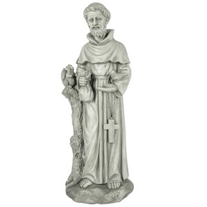 LuxenHome 31.1" Gray MgO Saint Francis Indoor/Outdoor Statue - 1 of 4