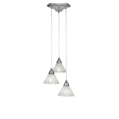 Toltec Lighting Europa 3 - Light Pendant in  Brushed Nickel with 7" Italian Ice Shade