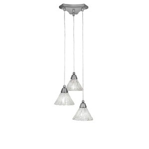 Toltec Lighting Europa 3 - Light Pendant in  Brushed Nickel with 7" Italian Ice Shade - 1 of 1