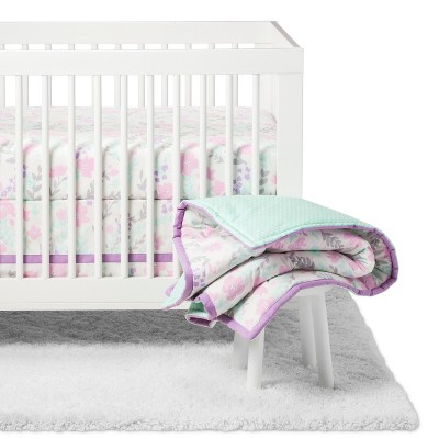 pink and mint crib bedding