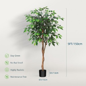 DR.Planzen 5-7FT Artificial Ficus Tree with Black Pot, Realistic Faux Plants Indoor Outdoor Large Fake Tree for Home Decor - 1 of 4