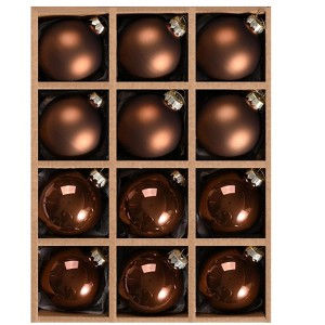 Aoibox Brown Glass Christmas Ball Ornaments 2.36 inch Set of 12 Durable Hanging Balls for Tree Decoration Holiday Halloween Xmas - 1 of 4