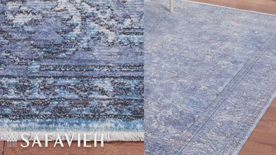 Elysian Blue 8' x 10' Hand-Knotted Oriental Viscose Area Rug