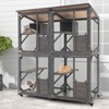 Costway Outdoor Wooden Cat House 72" Tall Kitten Enclosure w/ Weatherproof Asphalt Roof - 2 of 4