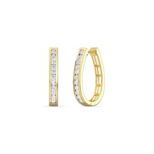 Gilded Lab-Grown Diamond Channel Set Hoop Earrings for Women in 925 Sterling Silver and 14KT Yellow Gold-Plated | 1/4, 1/2, 1 Carat Total Weight - 1 of 4