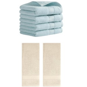 REGALWOVEN Solid Striped Cotton Soft Absorbent Hand Towels for Bath Hotel Spa 13" x 29" - 1 of 4